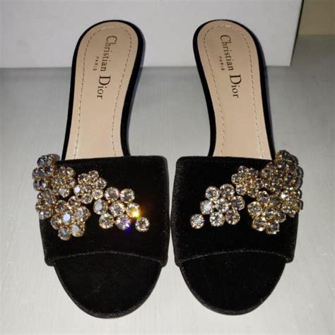 dior rhinestone slides